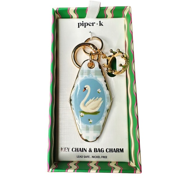 Piper K Blue Swan Key & Bag Charm - Picture 1 of 4